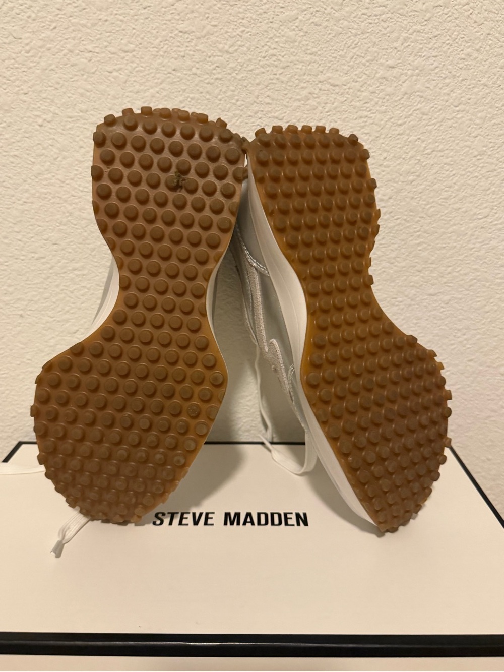 Steve Madden Women's Metallic Silver and White Platform Sneakers - Picture 2 of 3